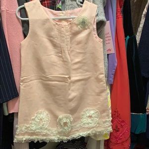 Shimmering cotton dress with lace